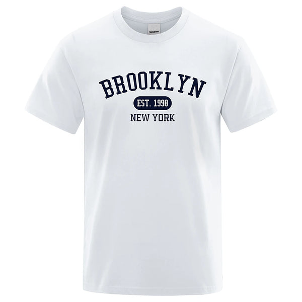 Brooklyn Est.1998 New York Letter Print T Shirts Man Women Casual Short Sleeve Breathable Fashion Tops Cotton Oversized T-Shirts