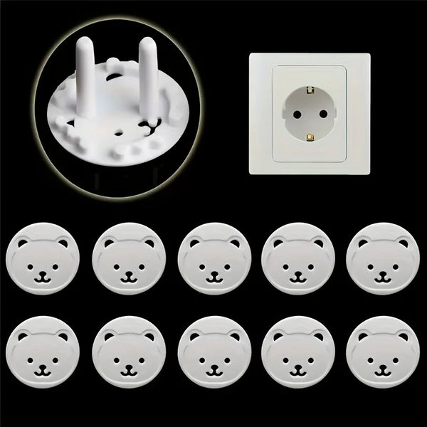 10pcs Bear EU Power Socket Electrical Outlet Baby Kids Child Safety Guard Protection Anti Electric Shock Plugs Protector Cover