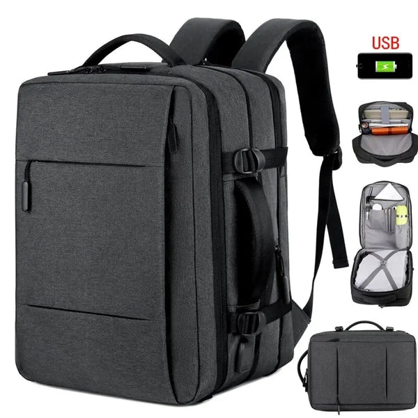 Travel Backpack Men Business Backpack School Expandable USB Bag Large Capacity Laptop Waterproof Fashion Backpack