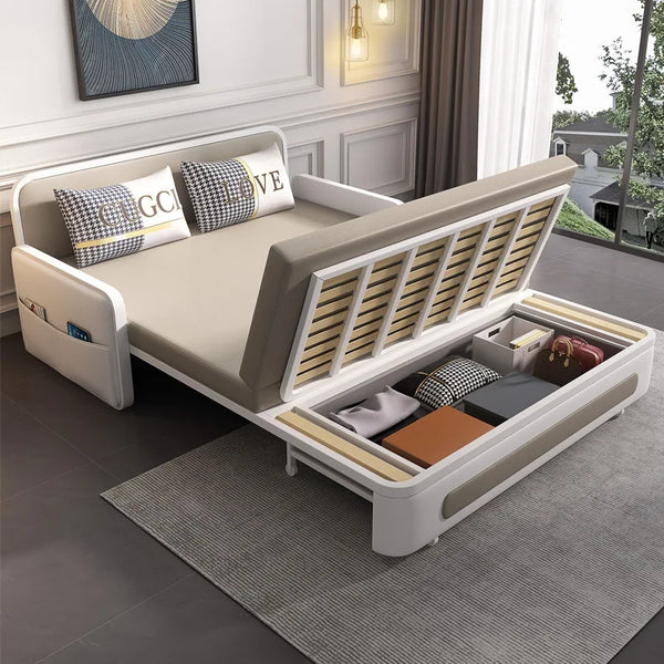 Apartment Furniture Metal Frame Foldable Sofa Cum Bed Storage Modern Folding Sofa Bed