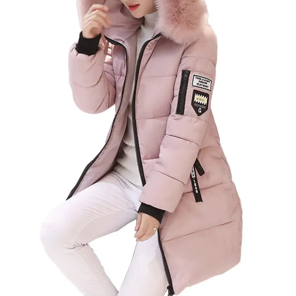 New Winter Coat Women's Jacket Fur Neckline Long Basic Coats Thick Jackets Cotton Padded Outerwear Parkas Female Clothes