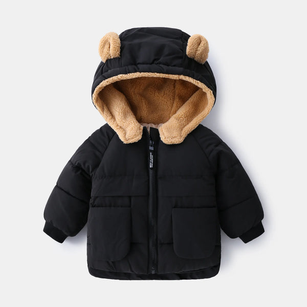 2025 Korean Autumn Winter Children Boy Parkas Cartoon Bear Ears Little Girl Jacket Coat 1-6 Years Kids Boy Outerwear Outfit