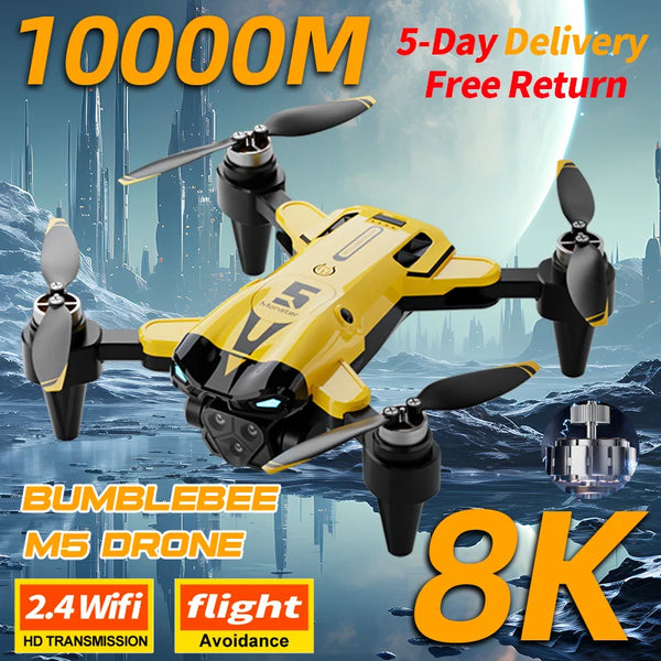 2025 New M5 Drone 8K Professional Triple Camera Brushless Motor Optical Flow Positioning Foldable Quadcopter RC Dron Toys Gifts