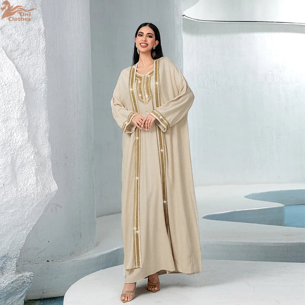 Eid Muslim Abaya Dress Women Ramadan Eid Kaftans Abayas Beading Saudi Arabic Islam Muslim Long Dress Robe Caftan Vestidos 2025