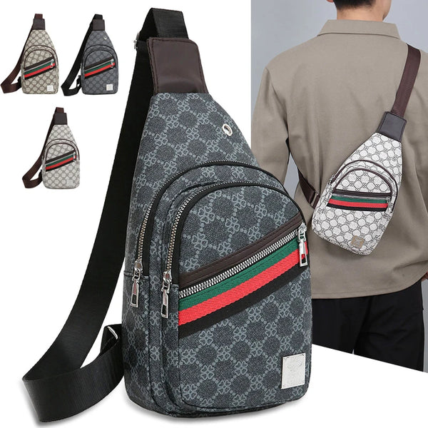 Men's Multifunction Messenger Bag Shoulder Cloth Chest Bags Crossbody Casual Handbag with Earphone Hole