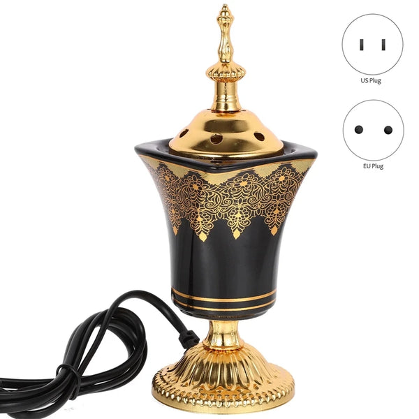 Hot Electric Incense Burner Frankincense Incense Holder Vintage Arabic Censer Burner Ramadan decor, Home Office Yoga Spa Ornament