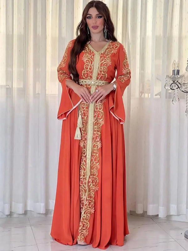 Eid Muslim Party Dress for Women Morocco Dresses Kaftan Islam Vestidos Arab Long Robe