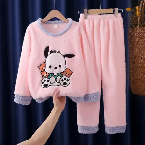 New Winter Children Pajamas Girls Princess Loungewear Coral Fleece Kids Pijamas Warm Flannel Sleepwear Homewear teen Pyjama Set