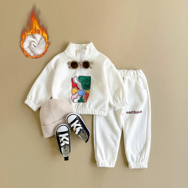 Baby Set Winter Autumn Thicken Half-Zip Fleece Jacket + Pant Baby Boy Tracksuit Kids Clothes Toddler Girl Clothes Outfit