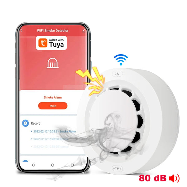 ONENUO Tuya WiFi Smoke Detector Photoelectric Sensor Fire Alarm Home Kitchen Security System Work With Smart Life APP