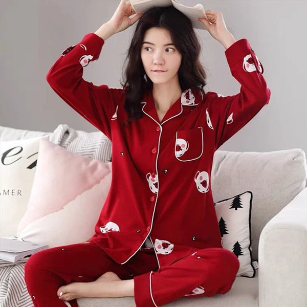 100% Cotton Pajama For Women Winter Soild Pink Pijamas Feminino Warm Sleepwear White PJ 2024 Fashion Pure Cotton Pyjama Femme