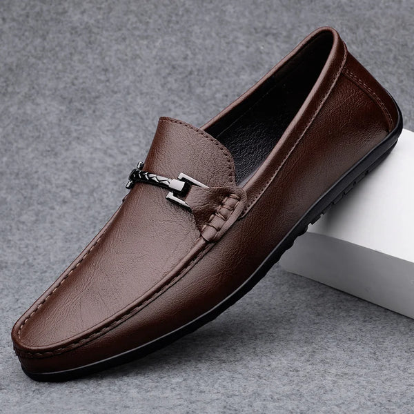 Men Casual Genuine Leather Shoes Spring Summer Men Flat Walking Loafers Black Brown Man Luxury Slip on Boat Business Shoes 38-46