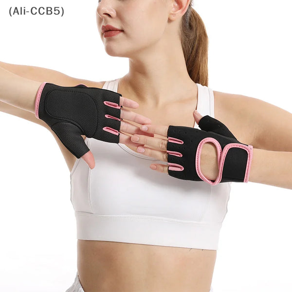 Fitness Strappy Gloves Hand Guard .Cycling Half Finger Sports Gloves Single Bar Dumbbell Non-slip Palm Protection Equipment