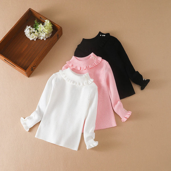 Girls Sweater 2025 New Winter Children Clothes Kids Tops Warm Knitwear Kids Sweater Baby Girls Turtleneck Sweaters