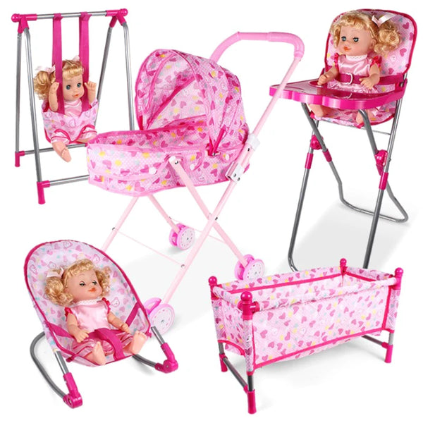 Doll House Accessories Rocking Chairs Swing Bed Dining Chair Baby Play House (Toy)