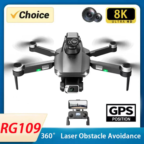 New RG109 Max Drone RC 8K HD Camera GPS Brushless Motor Optical Flow Positioning 360 ° Obstacle Avoidance Aerial Quadcopter Toys