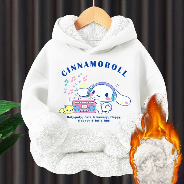 Cinnamoroll Children Hoodie Winter Thicken Warm Pullover Sweatshirt Street Sweater Girl Boy Outdoor Sports Kid Hooded Clothes