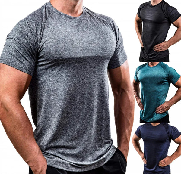 Men Muscle Shirts Bodybuilding Quick Dry Short Sleeve Tee Shirt for Men Workout Gym Fitness Slim Fit